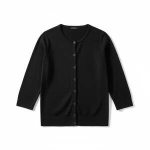 Ann Taylor Black Silk Blend 3/4 Sleeve Button Front Cardigan
